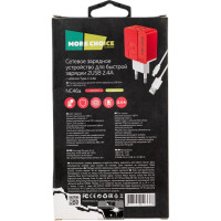 Сетевое зарядное устройство More Choice 2USB 2.4A для Type-C 1м NC46a Red