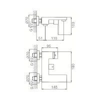 Смеситель для ванны Haiba с литым изливом, черный HB60803-7