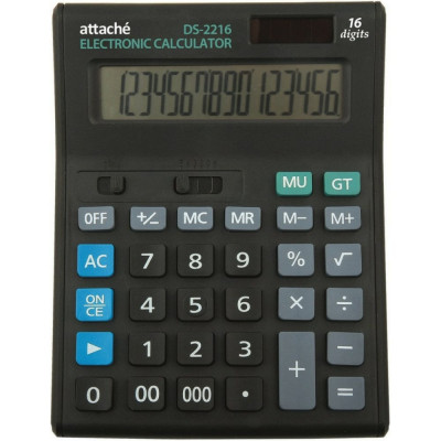 Attache Калькулятор ПОЛНОРАЗМЕРНЫЙ настольный Economy 16 разр., чёрный 974207