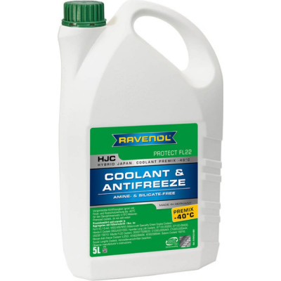 Антифриз RAVENOL HJC Hybrid Japanese Coolant Premix -40C, зеленый, 5 л 1410123-005-01-999