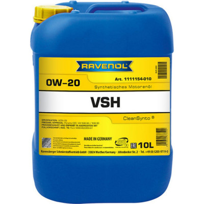 Моторное масло RAVENOL VSH SAE 0W-20, 10 л 1111154-010-01-999