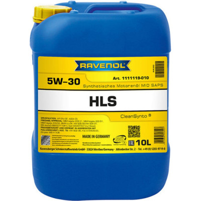 Моторное масло RAVENOL HLS SAE 5W-30, 10 л, new 1111119-010-01-999