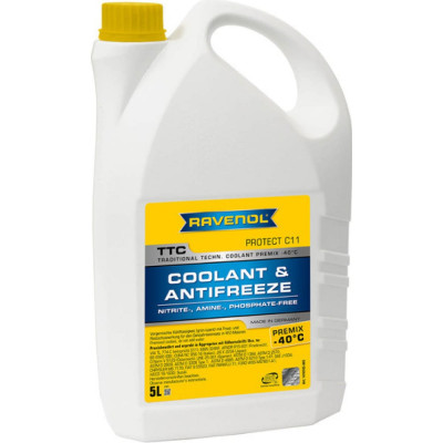 Антифриз RAVENOL TTC Traditional Technology Coolant Premix готовый к применению, желтый, 5 л 1410105-005-01-999