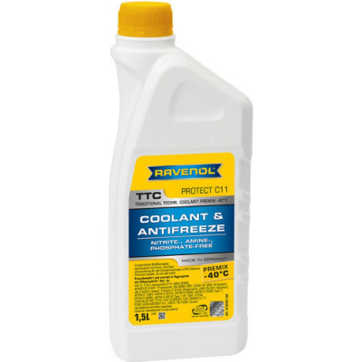 Антифриз RAVENOL TTC Traditional Technology Coolant Premix желтый, 1,5 л 1410105-150-01-999