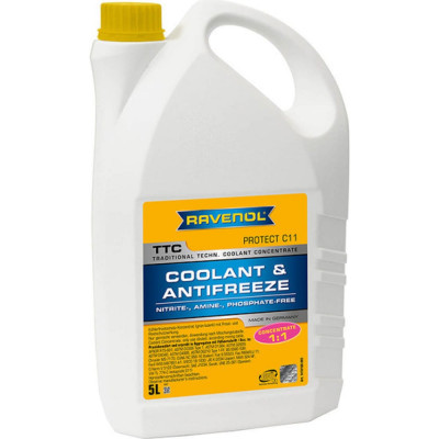 Антифриз RAVENOL TTC Traditional Technology Coolant Concent концентрат, желтый, 5 л 1410100-005-01-999