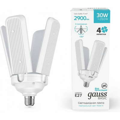 Gauss Лампа Basic 30W 2900lm 4000K E27 Клевер-4 LED 1/20 11732232