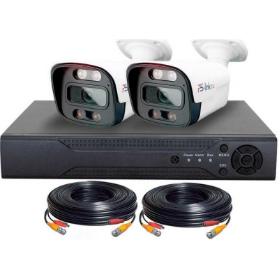 PS-link комплект видеонаблюдения ahd 2мп kit-c202hdc 2 уличные камеры fullcolor 4105