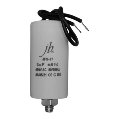 JB Capacitors 3 мкФ, 450 В, 35x68, JFS-17 (CBB60-G) (гибкие выводы+болт), Конденсатор пусковой JFS17A6305J000000B-94