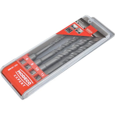 Набор буров SDS+ 4 шт, 6-8-10-12x160 мм MODECO MN-61-202