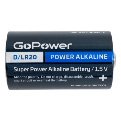 GoPower Батарейка LR20 D BL2 Alkaline 1.5V (2/12/96) 00-00017862