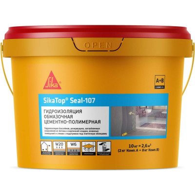 Sika Цеменетно-полимерная гидроизоляция Top Seal-107, А+В, 10 кг 401