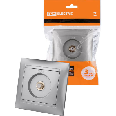 Розетка SAT (F-разъем) 0-2400МГц TDM ELECTRIC серебристый металлик, серия"Лама" SQ1815-0221