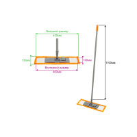Швабра OfficeClean Professional ручка 110 см пластик флаундер 40 см насадка МОП микрофибра карманы 303072