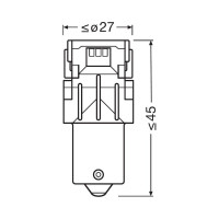 Автолампа PY21W BAU15s LED 2 штуки YELLOW 12В 7507DYP-2BL Osram 893981