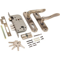 Врезной замок с ручками Аллюр 102/3 AB старая бронза 5788