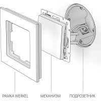 Одноклавишный проходной выключатель WERKEL W1112013 перламутровый рифленый a051178