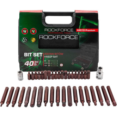 Набор бит 1/2"&1/4"&3/8"DR TORX 40 предметов с держателями PREMIUM Rockforce RF-4401D(28675)