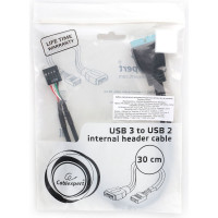 Внутренний кабель Cablexpert USB2 - USB3 9pin/19pin, медн.проводник, 30см, пакет, CC-U3U2-01