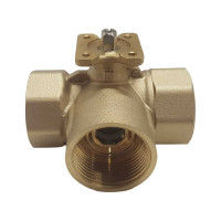 Трехходовой шаровой кран TECHNO 3032B латунный, под привод DN32, G1 1/4, КVS 25.0 640332-2