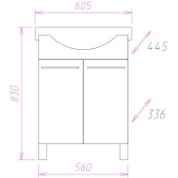 Тумба с раковиной Onika СЕЛИГЕР 60 напольная, белая 106006