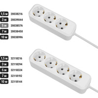 Удлинитель сетевой TDM ELECTRIC 3 розетки, 5 метров, с заземлением, ПВС 3х0,75 мм2 10А 250В, белый, SQ1303-1042