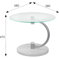 Журнальный стол Мебелик Дуэт 13Н металлик, дуб дымчатый, прозрачный 00 7245