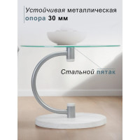 Журнальный стол Мебелик Дуэт 13Н металлик, дуб дымчатый, прозрачный 00 7245