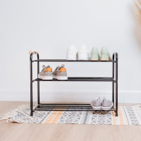 Обувница-этажерка для обуви ЗМИ Альфа 23 3 полки 9 пар обуви цвет черный ПДОА23Ч