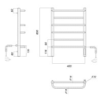 Электрический полотенцесушитель Domoterm Орфей хром, П6 400x600 EK R