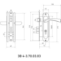 Врезной замок БУЛАТ ЗВ4-3.70.03.03 НОМОС (графит; 5 перфоключей; с ручками) 13972