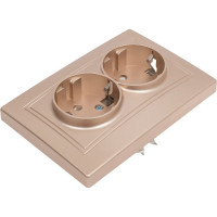 Двойная розетка Intro Plano с заземлением 2x2P+E Schuko, 16А-250В, IP20, СУ, шампань Б0053918