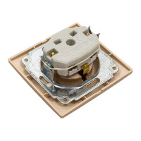 Розетка Intro Plano 1-202-04 с заземлением 2P+E Schuko, 16А-250В, IP20, СУ, шампань, Б0053879