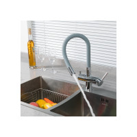 Смеситель для кухни Gappo 35к G4398-30 гибкий излив, с выходом для питьевого фильтра, серый-хром 549411