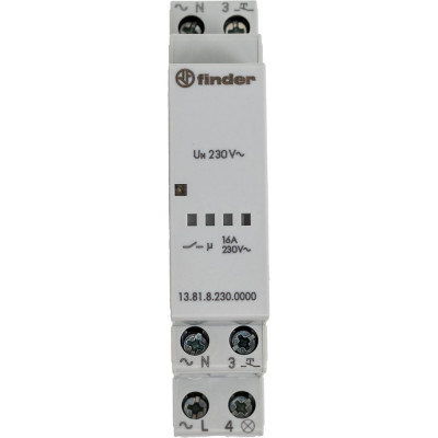 Модульное электронное импульсное реле Finder, 1НО контакт 16А 230В AC, 138182300000