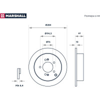 Тормозной диск задний Hyundai Santa Fe I 01- / Tucson I 04-, Kia Sportage II, III 04- MARSHALL M2000418