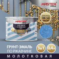 Грунт-эмаль по ржавчине MASTER PRIME 3 в 1 молотковая голубой, 0.4 л 4300005567
