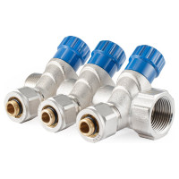 Коллектор с регулировочными вентилями PROFACTOR в/н 3/4" х 3 вых 16 цанга PF MVP 268.3C