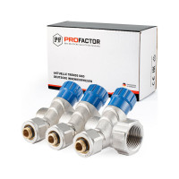 Коллектор с регулировочными вентилями PROFACTOR в/н 3/4" х 3 вых 16 цанга PF MVP 268.3C