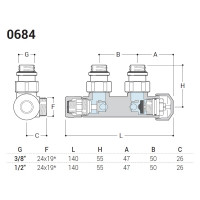 Узел нижнего подключения SR Rubinetterie угловой, правый, серия Tondera 1/2"x3/4", хром 0684-1500C0E0