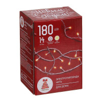 Электрическая гирлянда Сноубум вьюн 14м, 180 LED, шампань, постоянное свечение, ПВХ, прозр., 220В, 50Гц 384-065