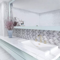 Комплект полимерной 3D плитки LAKO 30.5х30.5 см, 5 штук, Лепестки мозаика LKD-AMZ017