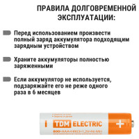 Аккумулятор TDM ELECTRIC AAA-800 mAh Ni-MH BP-2 SQ1702-0074