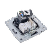 Двойная розетка IEK Brite rj11+rj45 рк/т12-брм категория 5e, маренго BR-KT20-O-1-K35