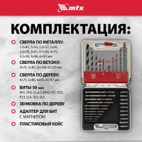 Набор сверл и бит PRO, 31 шт. MATRIX 725631