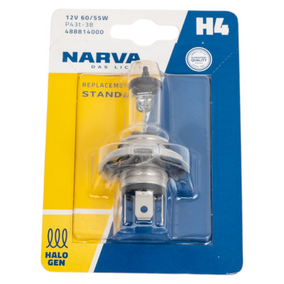 Автолампа NARVA H4 60 55 P43t-38 блистер 12V 1 10 488814000