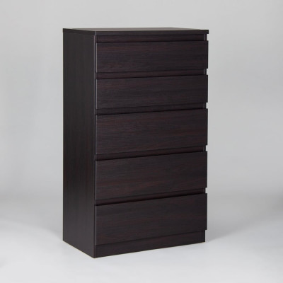 Комод Гуд ЛАКК КАСТОР 5 ящиков, 65x39x111 см, черный, дуб венге 2.03.02.070.5
