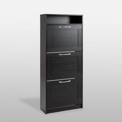 Тумба для обуви Гуд ЛАКК СИРИУС 60x25x142 см, черная, дуб венге 2.02.10.440.5