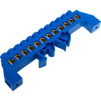 Шина EKF 0 N, 8х12мм, 12 отверстий, латунь, синий нейлоновый корпус, комбинированная, PROxima sn0-125-12-dn