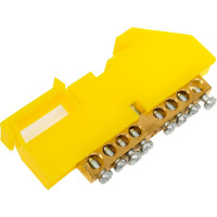 Шина EKF 0 N, 6х9мм, 8 отверстий, латунь, желтый изолятор, на DIN-рейку, PROxima sn0-63-08-dz-r