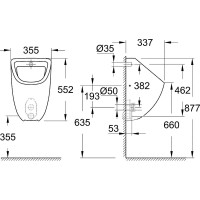 Писсуар Grohe Bau Ceramic скрытый монтаж 39438000